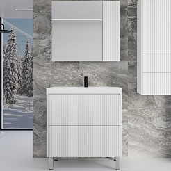 Style Line Мебель для ванной Стокгольм 80 белый рифленый софт – фотография-1